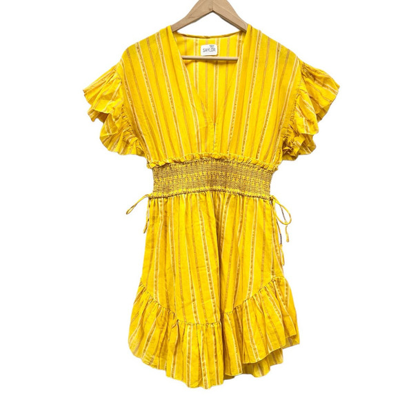 SAYLOR Adrianne Ruffle-Sleeve V-Neck Gauze Mini Dress Spring/Summer size small - Picture 2 of 9